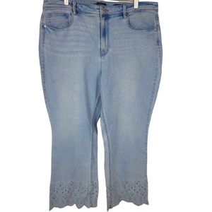 J.jill High Rise Ankle Flared Eyelet Hem Jeans SZ 16